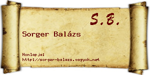 Sorger Balázs névjegykártya